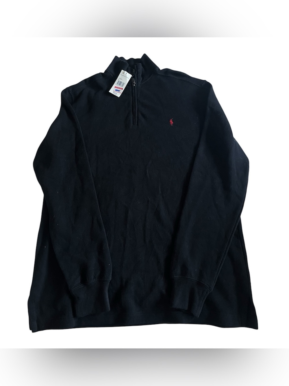 NWT Polo Ralph Lauren Sweater Mens Medium Black Cotton Knit Golf Quarter Zip